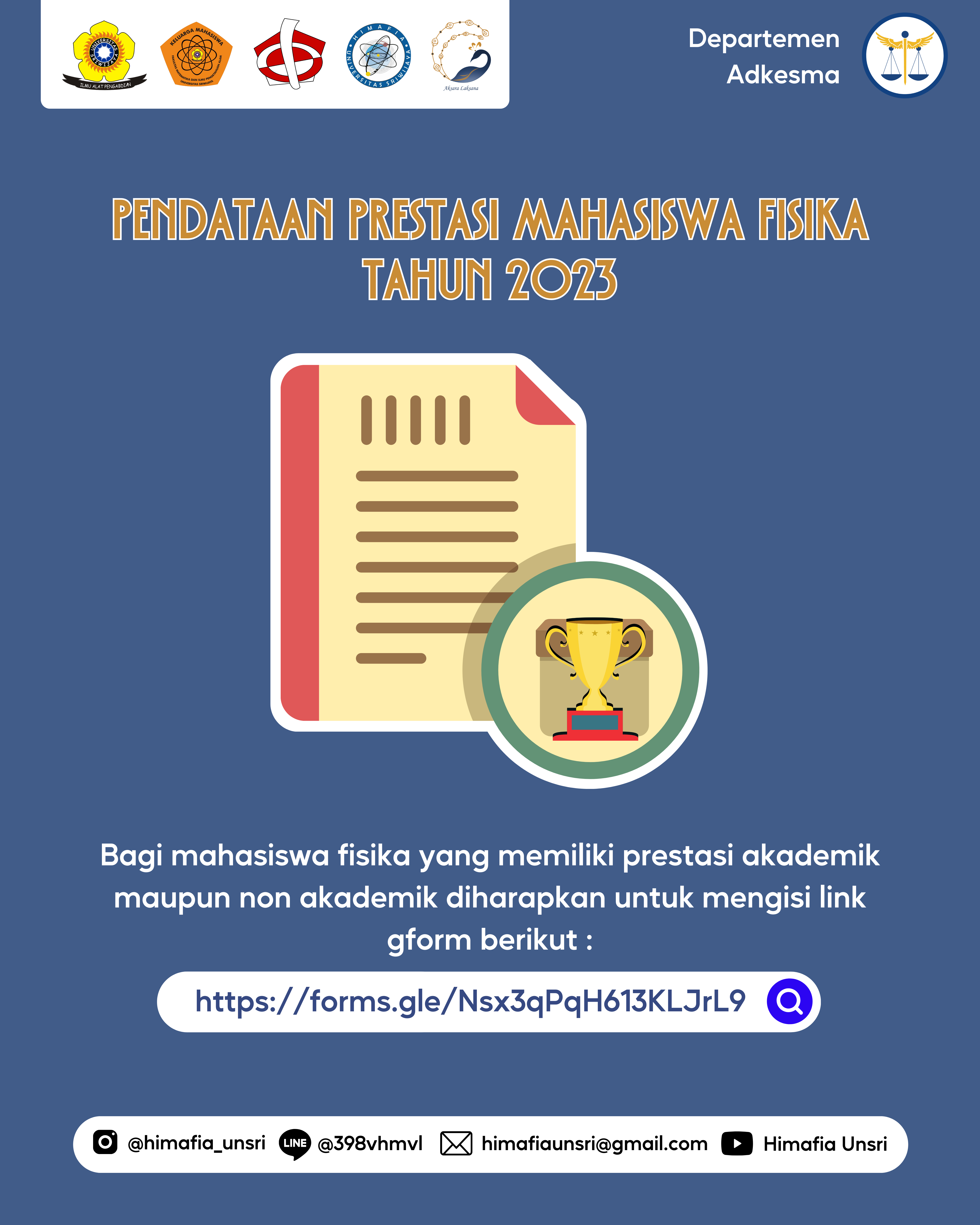 [Sekilas Info Adkesma #1 : Pendataan Prestasi Mahasiswa Fisika Tahun 2023]